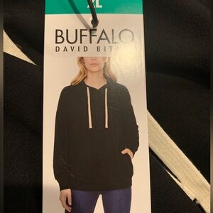 New Buffalo David Bitton Hoodie Women XL, L Black Super Soft Side Pockets Casual